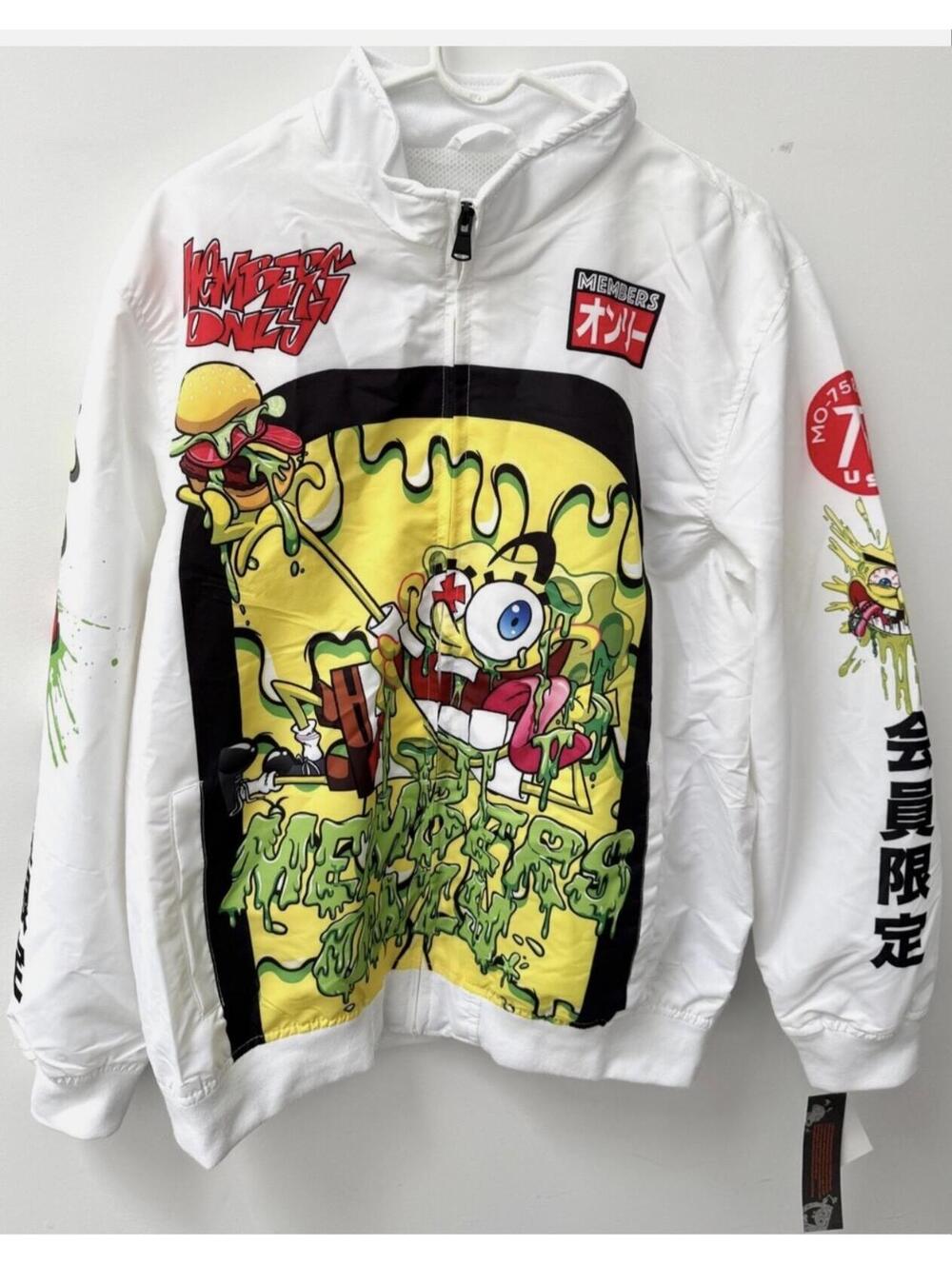 Sponge Bob Rugrats Nickelodeon White Members Only Windbreaker Jacket XL NWT